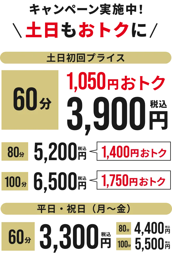 全身の疲労/気になる箇所/お疲れを重点的